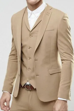 Men 3 Piece Beige Suit Wedding Suit, Dinner Suit, Formal Fashion Party Wear Bespoke For Men