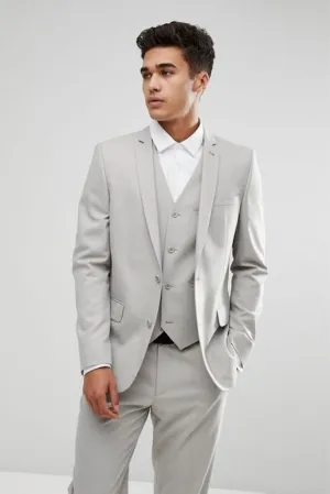 Men Formal Fashion Light Grey Groom Wear Suit One Button Suit Wedding Dinner Suit Bespoke