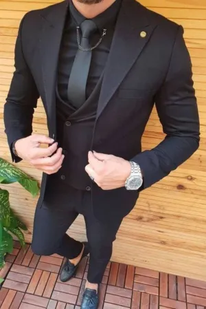 Men Premium Black Three Piece Suit Wedding Wear Dinner Suit Formal Slim Fit Suit Bespoke Groom Wear Gift For Mens