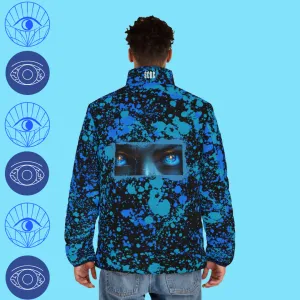 Men' s SCBC "Peering Eyes" Puffer Jacket (AOP). Puffer Jacket, Spring, Men's Clothes, Warm Jacket, Lightweight, Art, Graphic Design