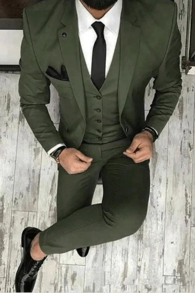 Men Suits Green 3 Piece Slim Fit Formal Fashion Wedding Suit Party Wear Dinner Suit Bespoke For Men Stylish Coat Elegant Coat