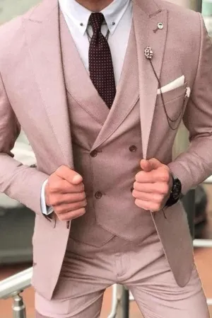 Men Suits Rose Pink 3 Piece Suit Wedding Suit Groomsmen Suit Party Wear Dinner Suits Stylish Suits