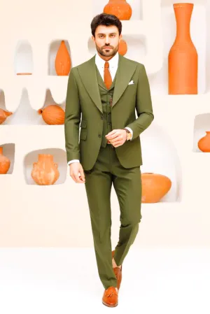 Men's 3 Piece Olive Green Suit Slim Fit Suit Elegant Wedding Suit Dinner Suit Formal Party Wear Bespoke