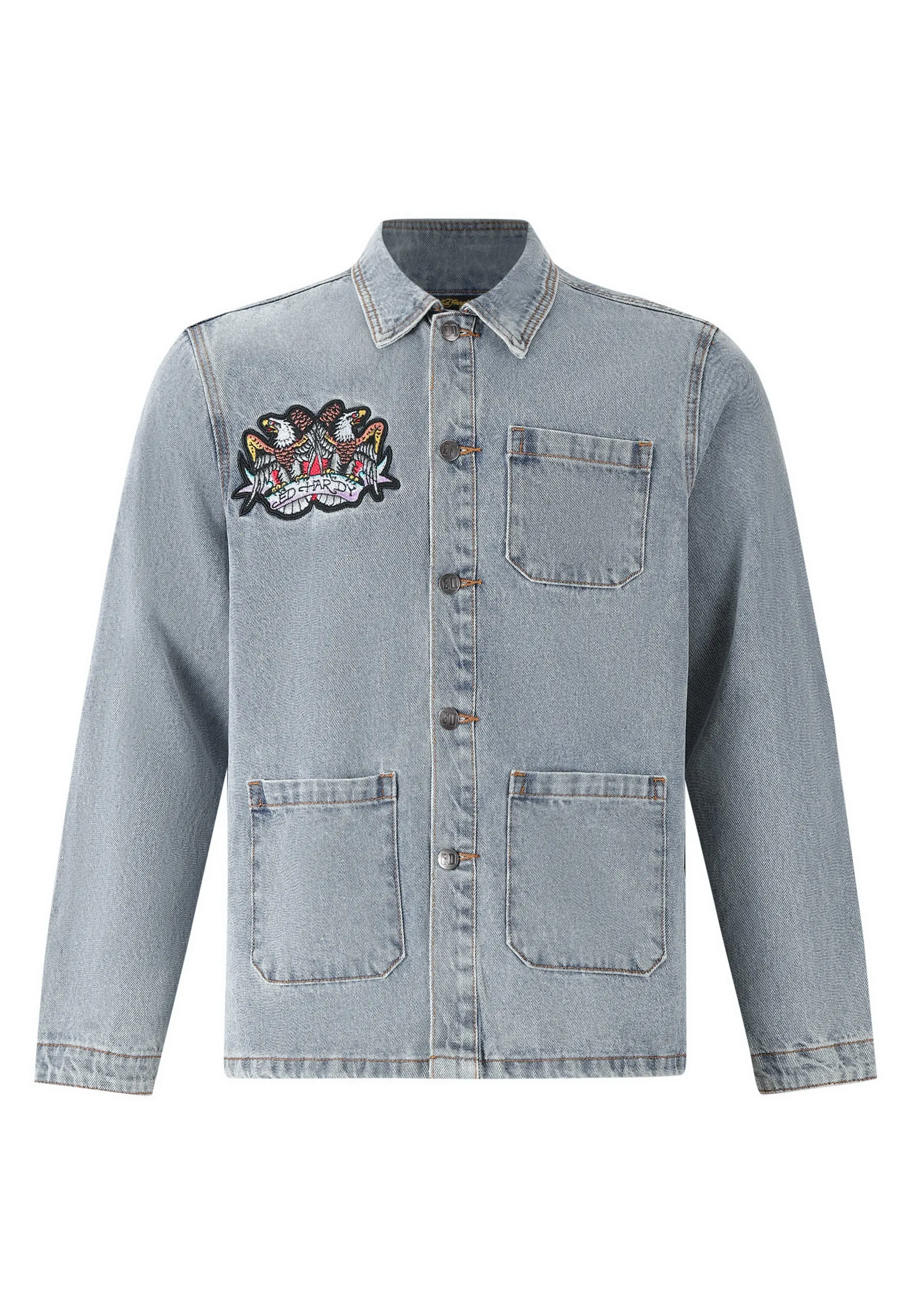 Mens Battle Of Eagles Denim Chore Jacket - Blue