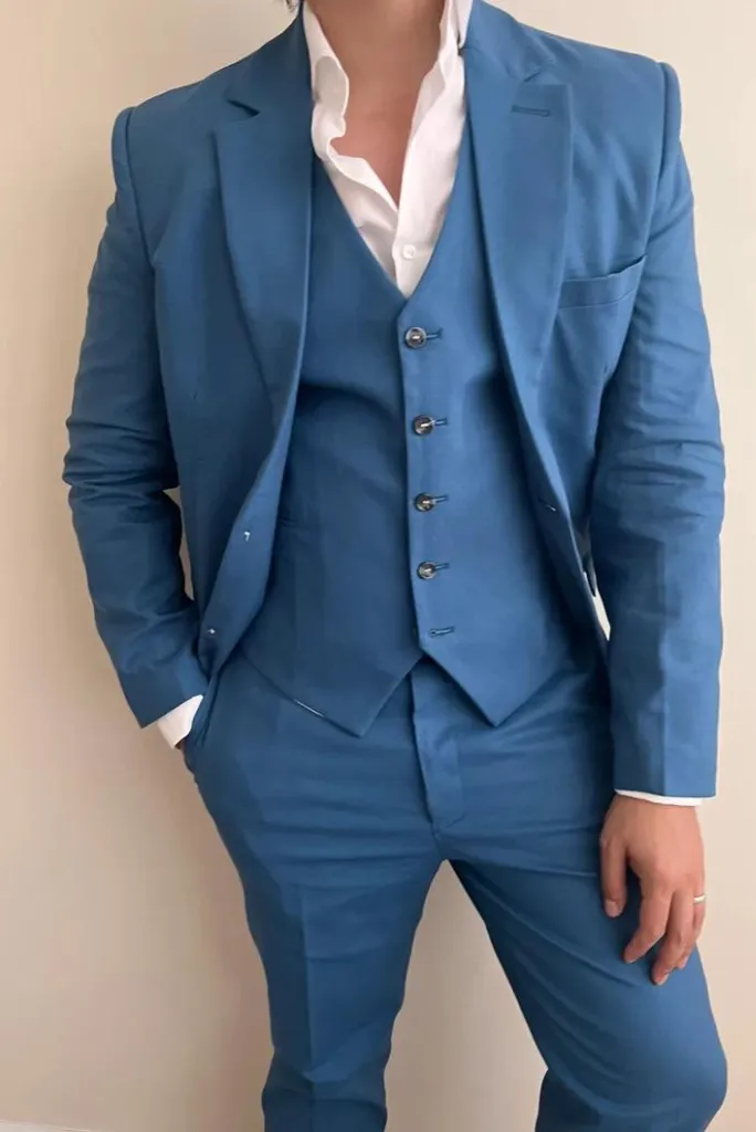 Men's Blue 3 Piece Suit Wedding Slim Fit Suits, Dinner Suit, Party Wear Formal Fashion Bespoke For Men