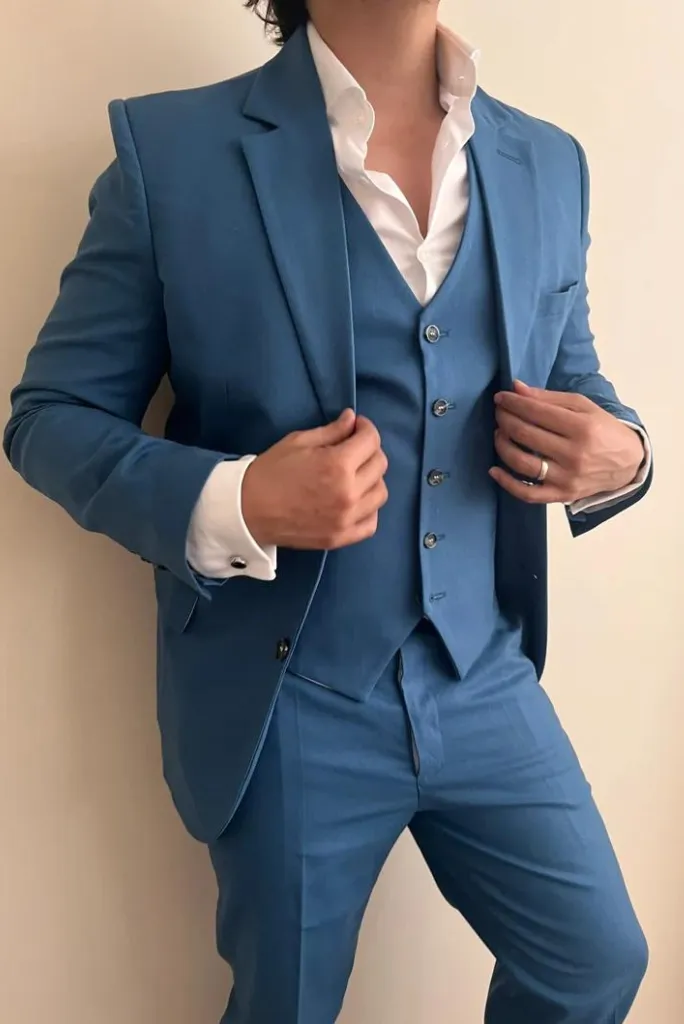 Men's Blue 3 Piece Suit Wedding Slim Fit Suits, Dinner Suit, Party Wear Formal Fashion Bespoke For Men