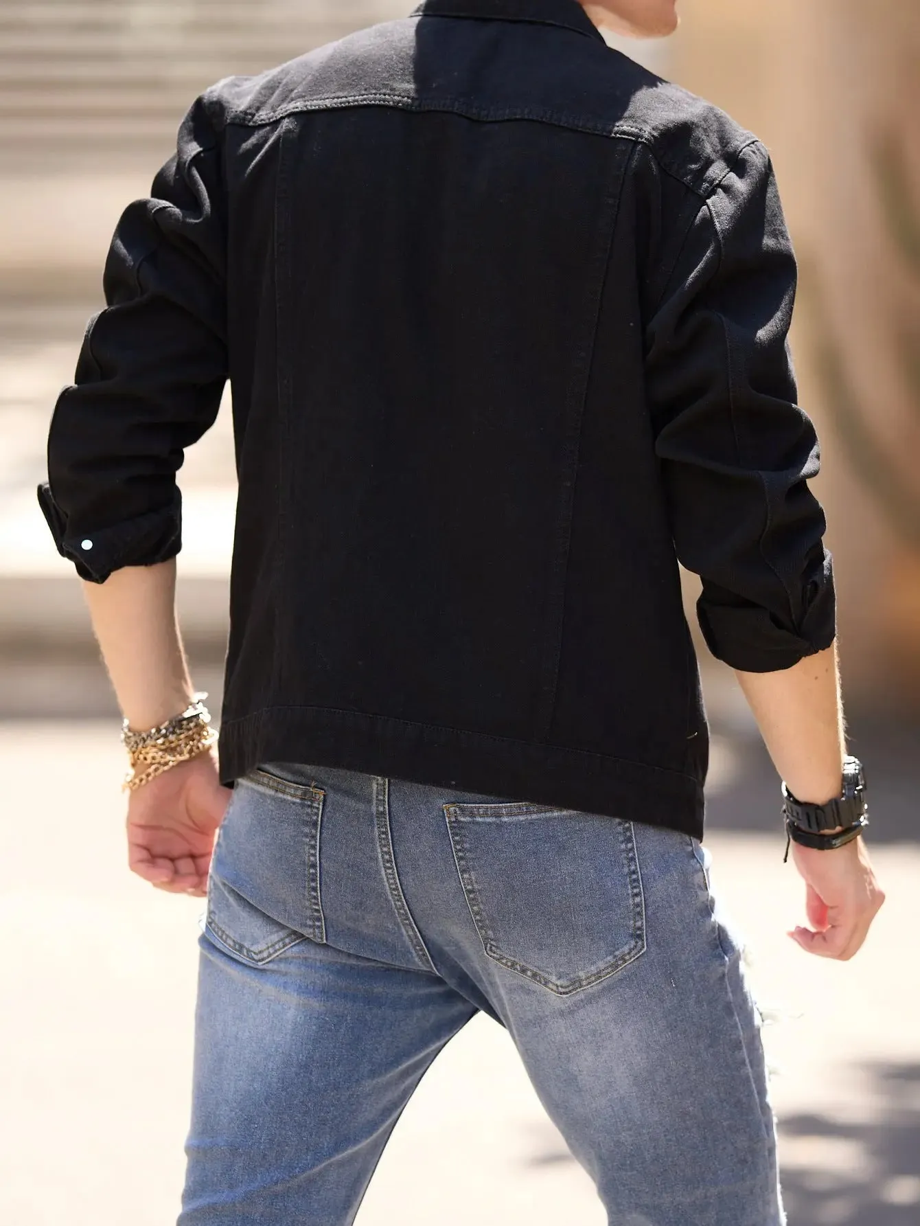 Men's Casual Youth Slim Fit Fashion Ripped Denim Jacket