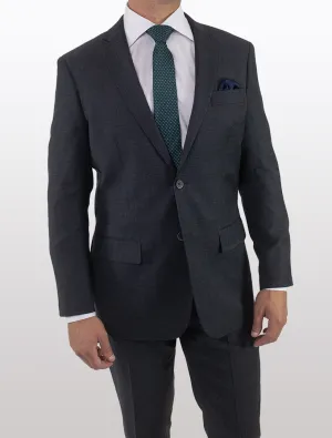 Men's Charcoal with Navy Windowpane Slim Fit Wool Suit