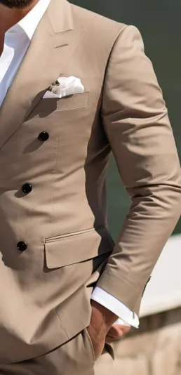 Men's Dessert Sand Brown Double Breasted Suit