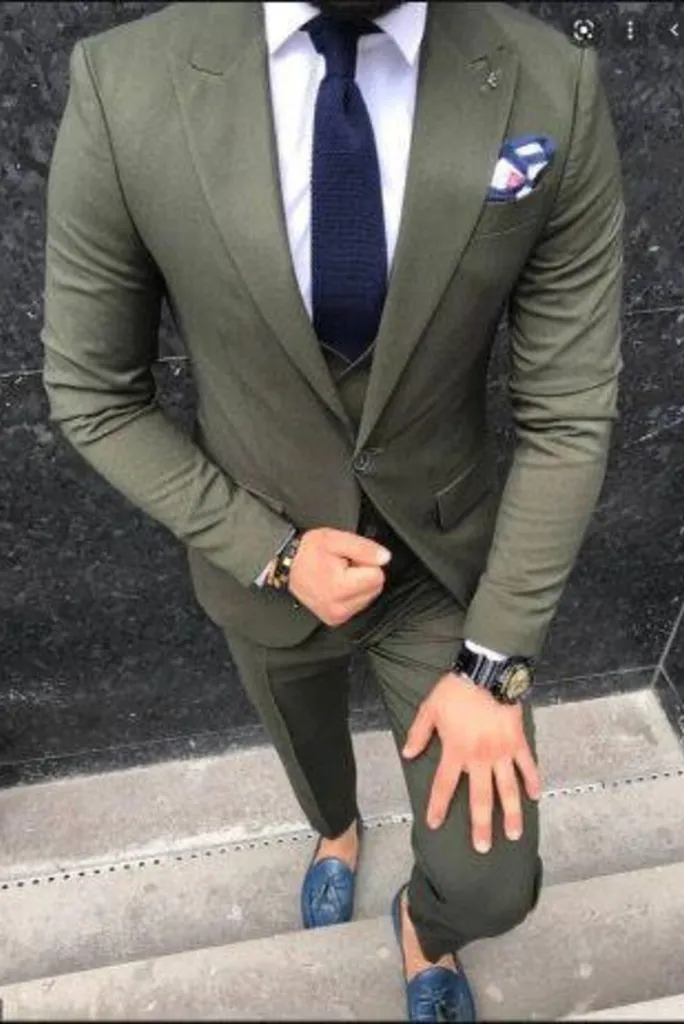 Men's Green Suit 3 Piece Wedding Suit Bespoke Tailoring Dinner Suits Formal Party Wear MEN SUITS GIFT FOR HIM