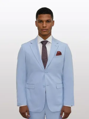 Men's Light Blue Solid Slim Fit Suit