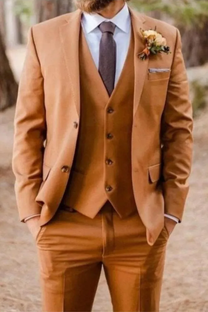 Men's Premium Rust Three Piece Suit Formal Wedding Rust Suit Dinner Suit Slim Fit Suit Rust Elegant Gift For Him