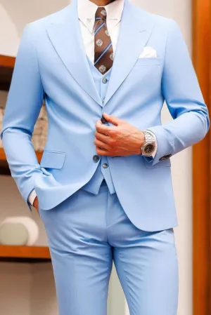 Men's Sky Blue 3 Piece Suit Slim Fit Suit Wedding Suit Two Button Suit Formal Party Wear Suit Dinner Suit Elegant Suit Bespoke Tailoring