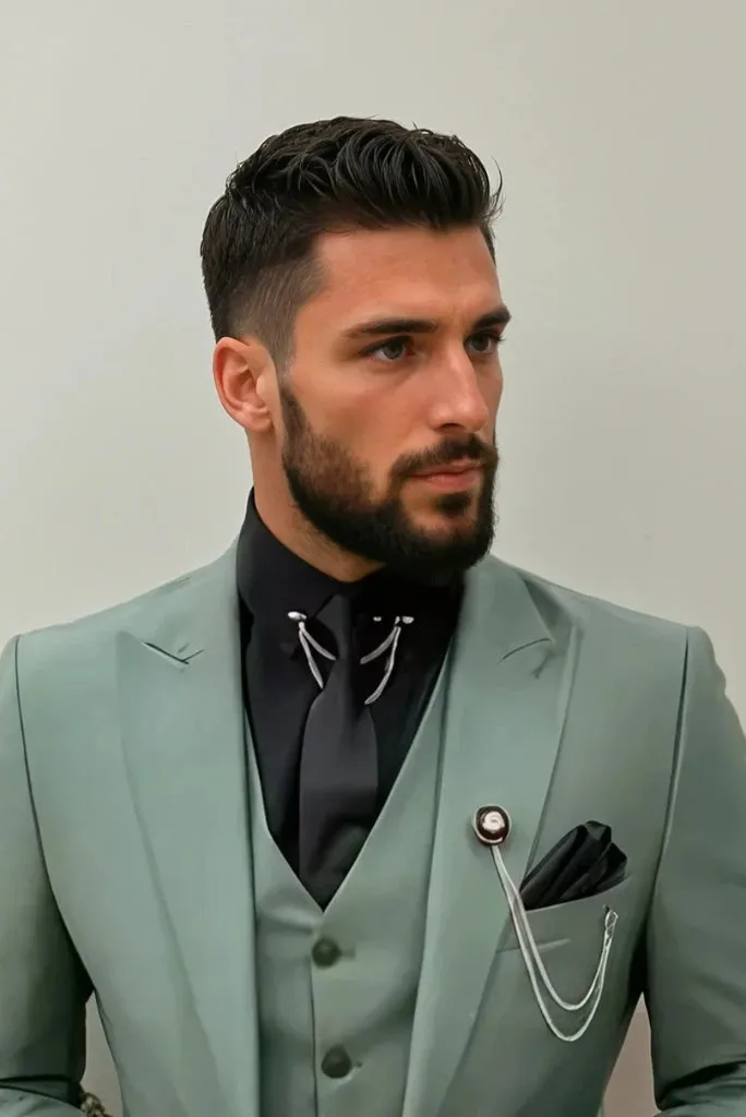 Men's Stylish Sage Green Suit For Weddings Parties Cocktail Events And Other Formal Gatherings Wear