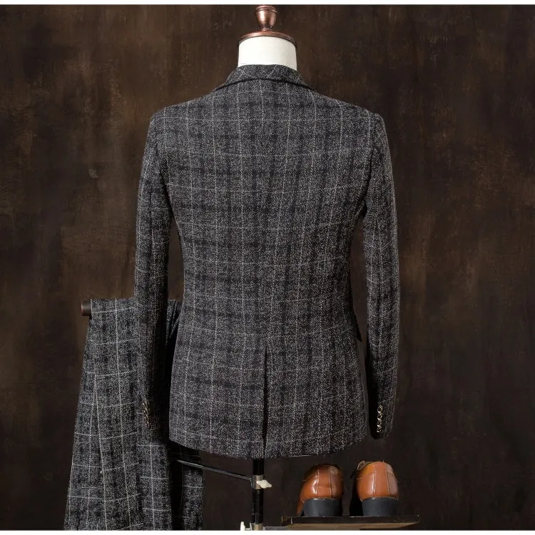 Men’s Vintage Plaid 3-Piece Suit – Classic Wedding and Formal Attire