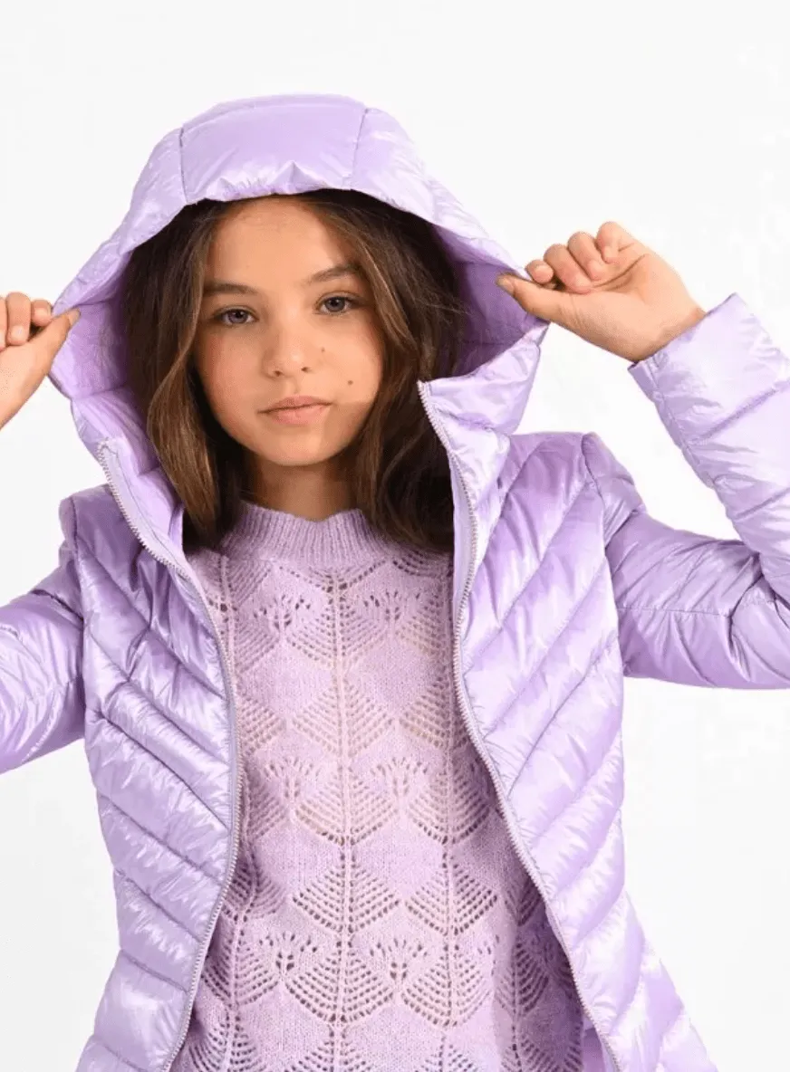 Molly Bracken Hooded Puffer Jacket in Purple