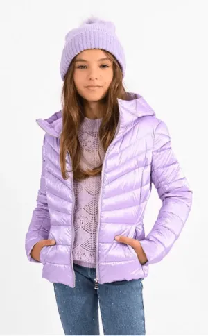 Molly Bracken Hooded Puffer Jacket in Purple