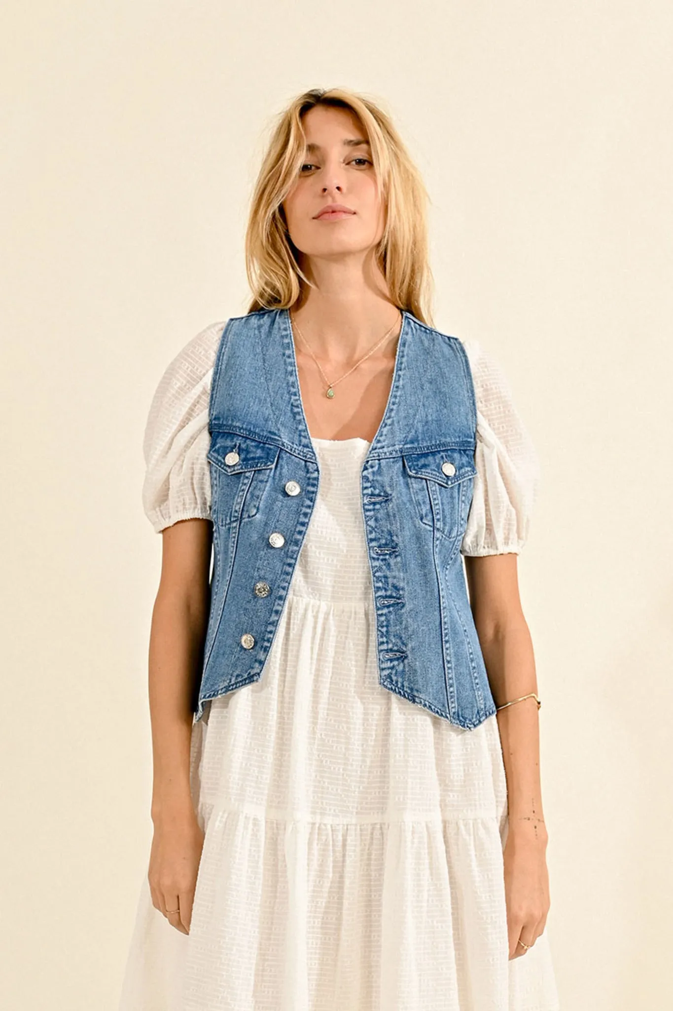 Molly Bracken Light Blue Denim Vest