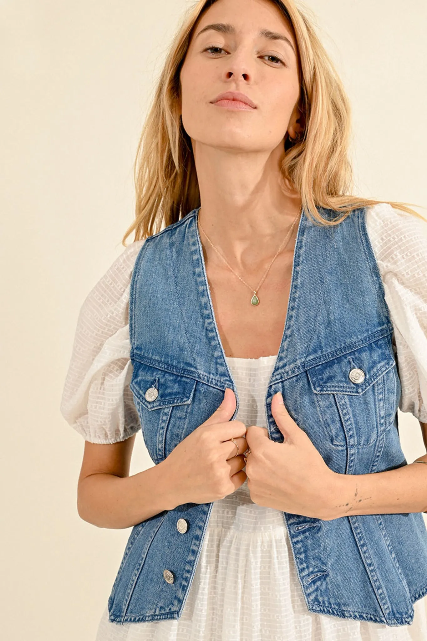 Molly Bracken Light Blue Denim Vest