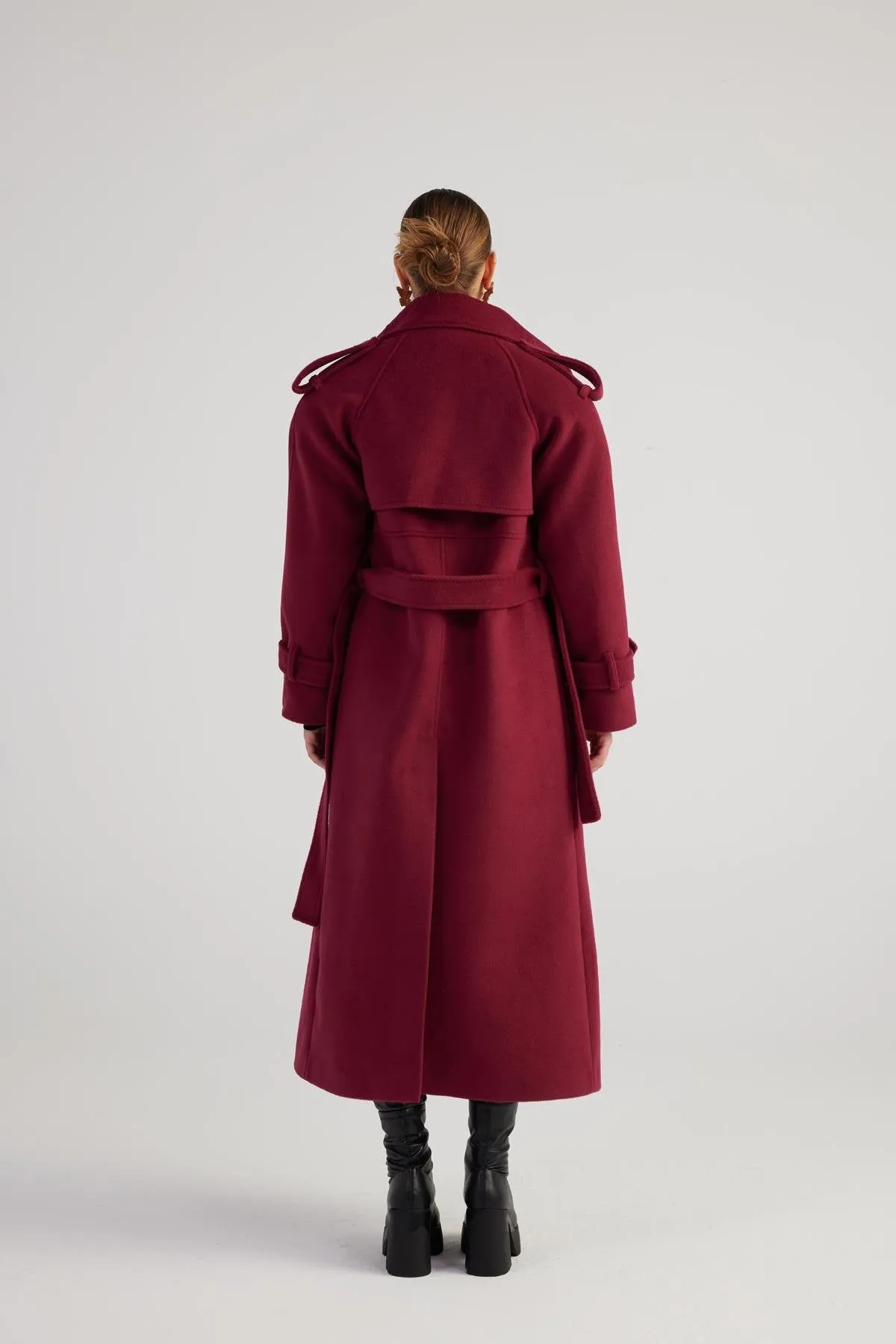 Nora Burgundy Cashmere Blend Maxi Coat