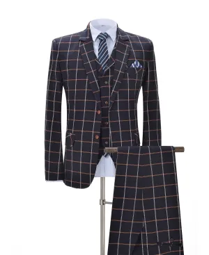 Notch Lapel Plaid 3 Pieces Mens Suit For Wedding (Blazer vest Pants)