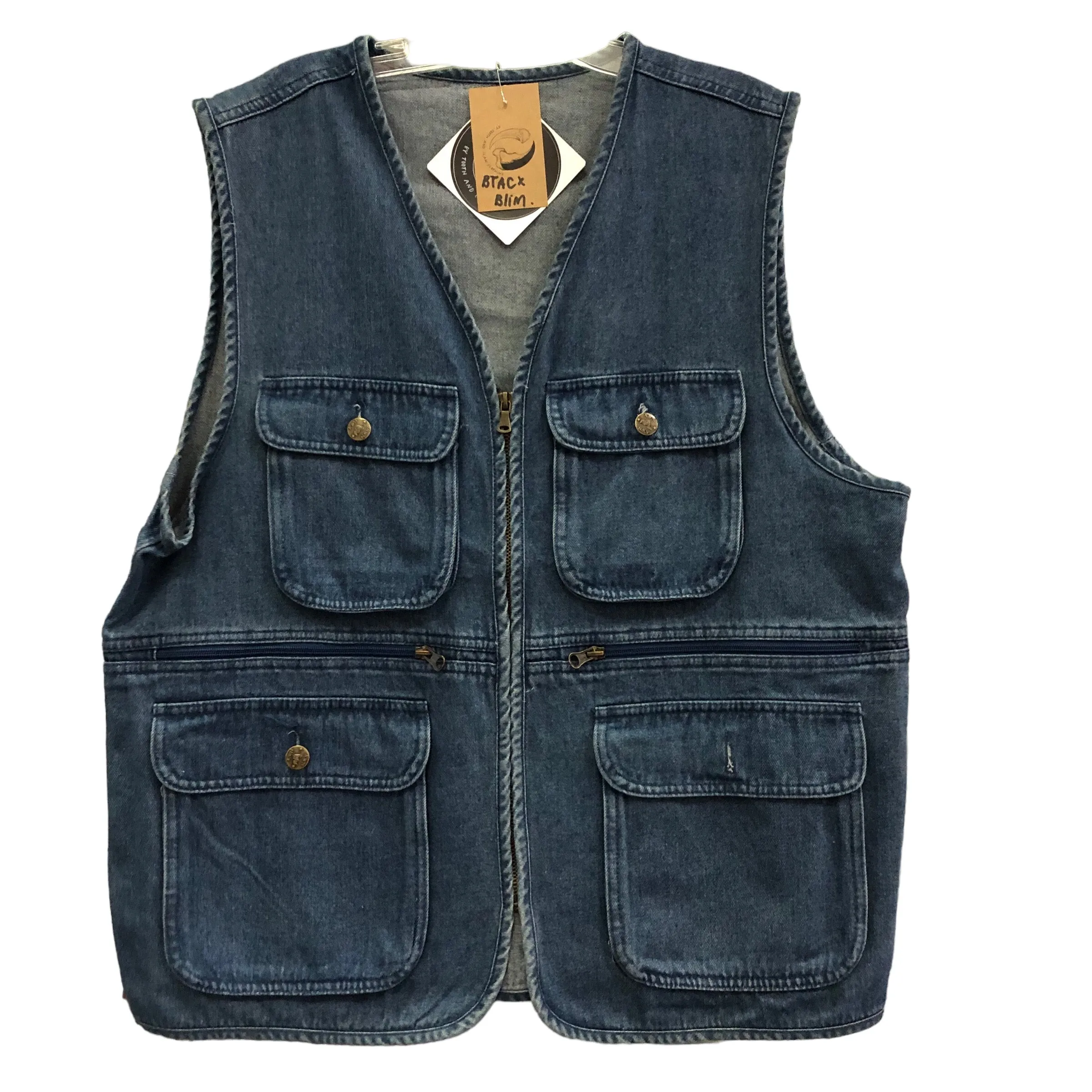 OOAK Fool Denim Cargo Vest by Tooth and Claw x Blim