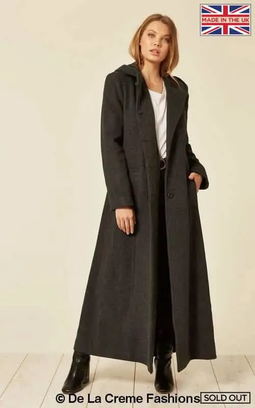 Oversized Elegant Hooded Wool-Cashmere Long Coat