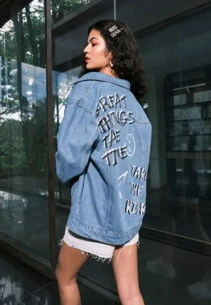 Oversized Printed Denim Jacket