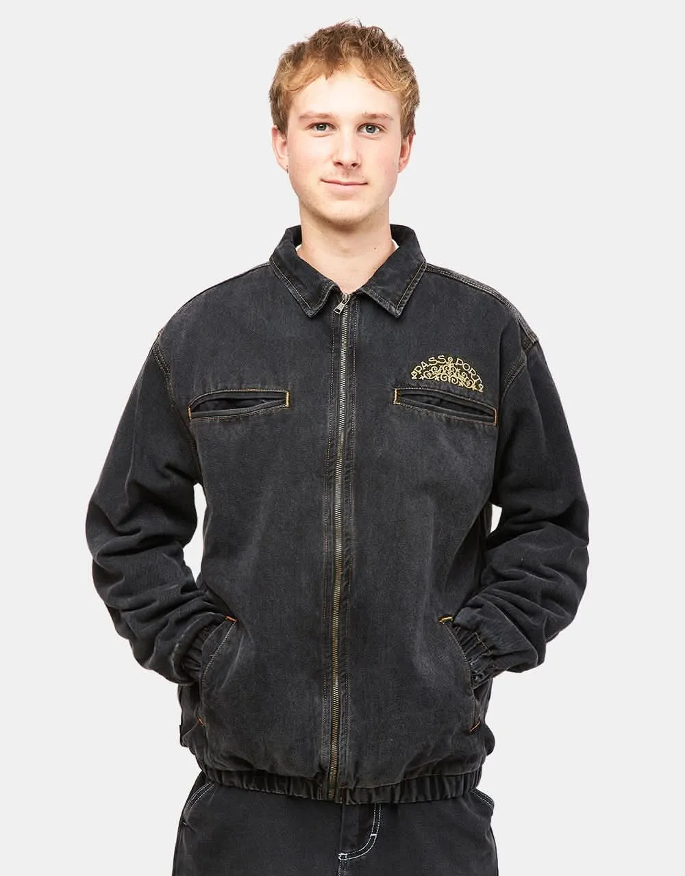 Pass Port Vineyard Birds Denim Delivery Jacket - Washed Black