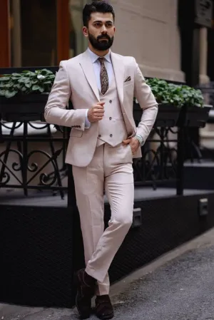 Peach three piece suit for men