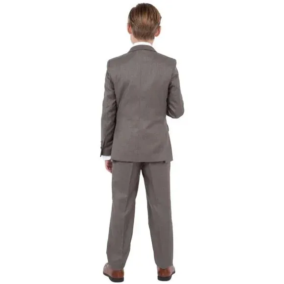 Perry Ellis Boys Sharkskin 5pc Suit, Stoned Cocoa