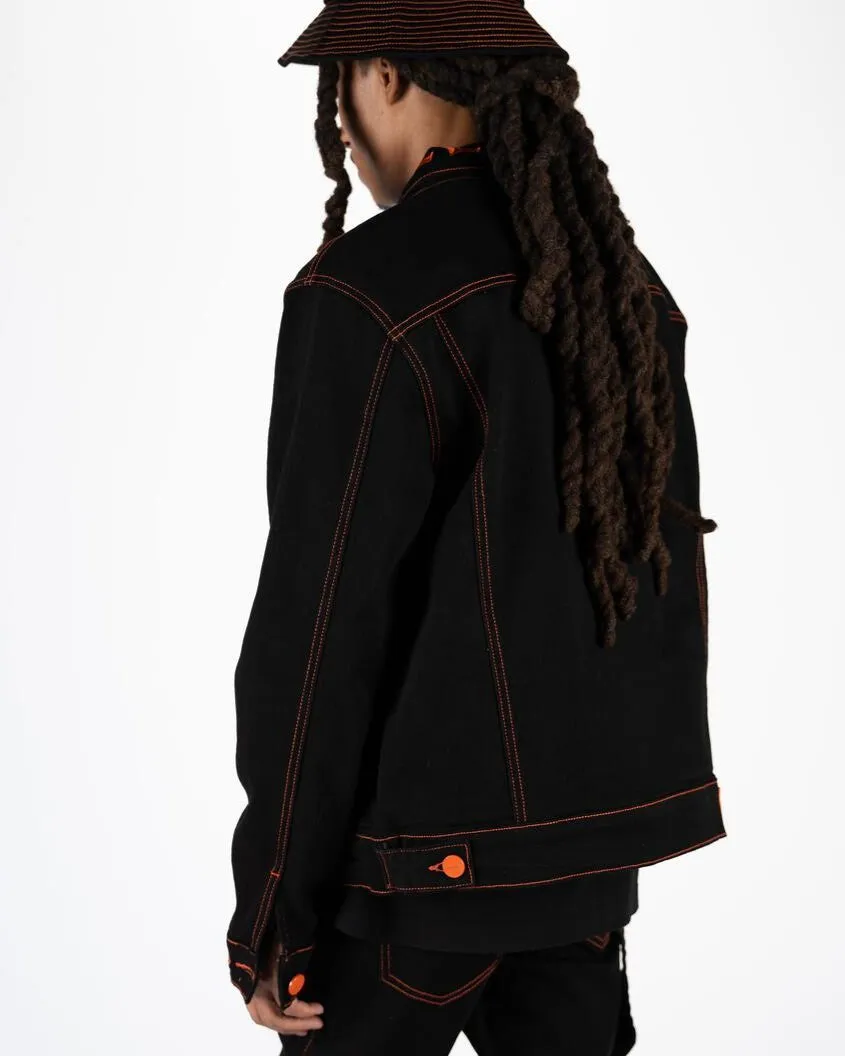 PHEELINGS DEFYING ODDS DENIM JACKET (JET BLACK/ORANGE)