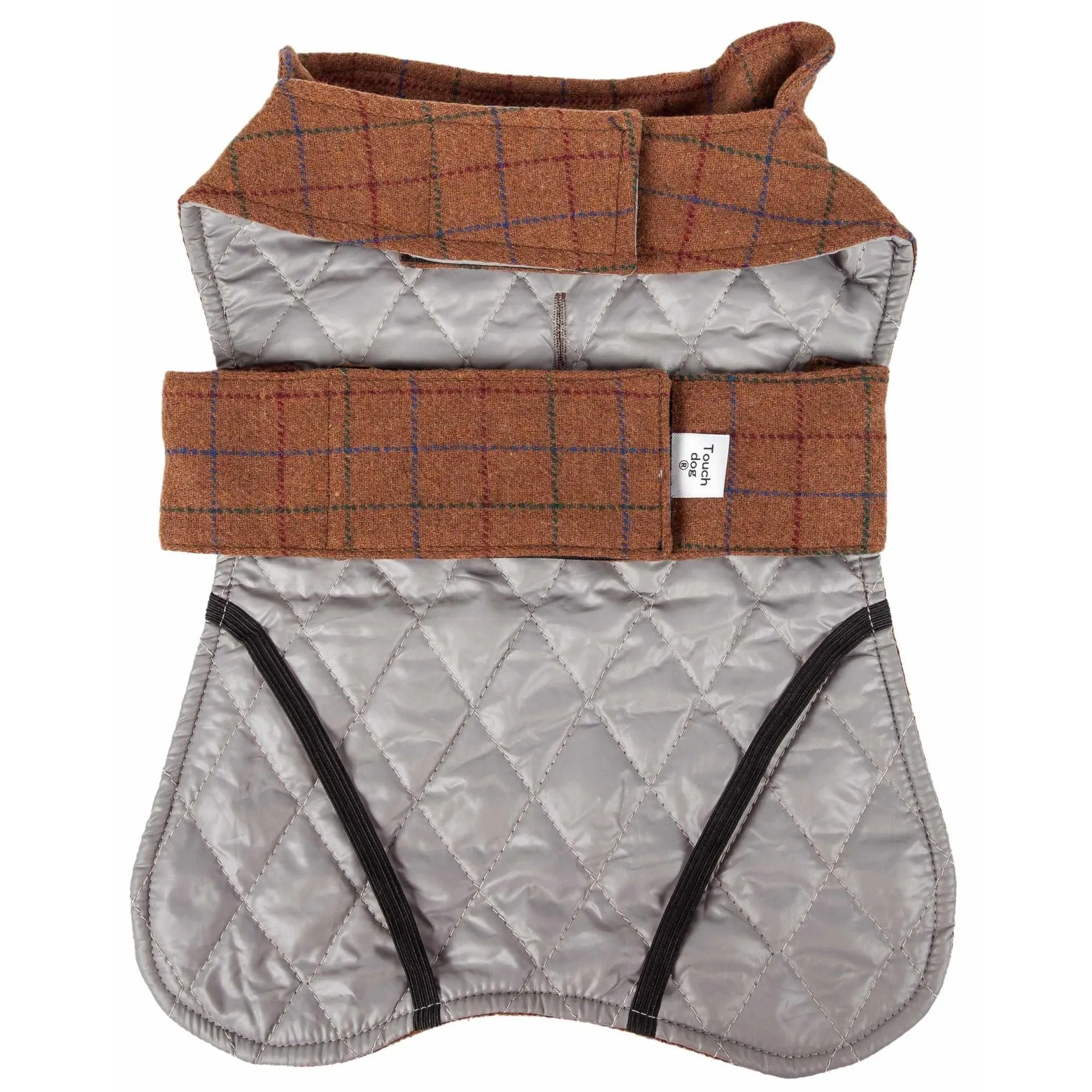 Plaid reversible dog jacket with mat