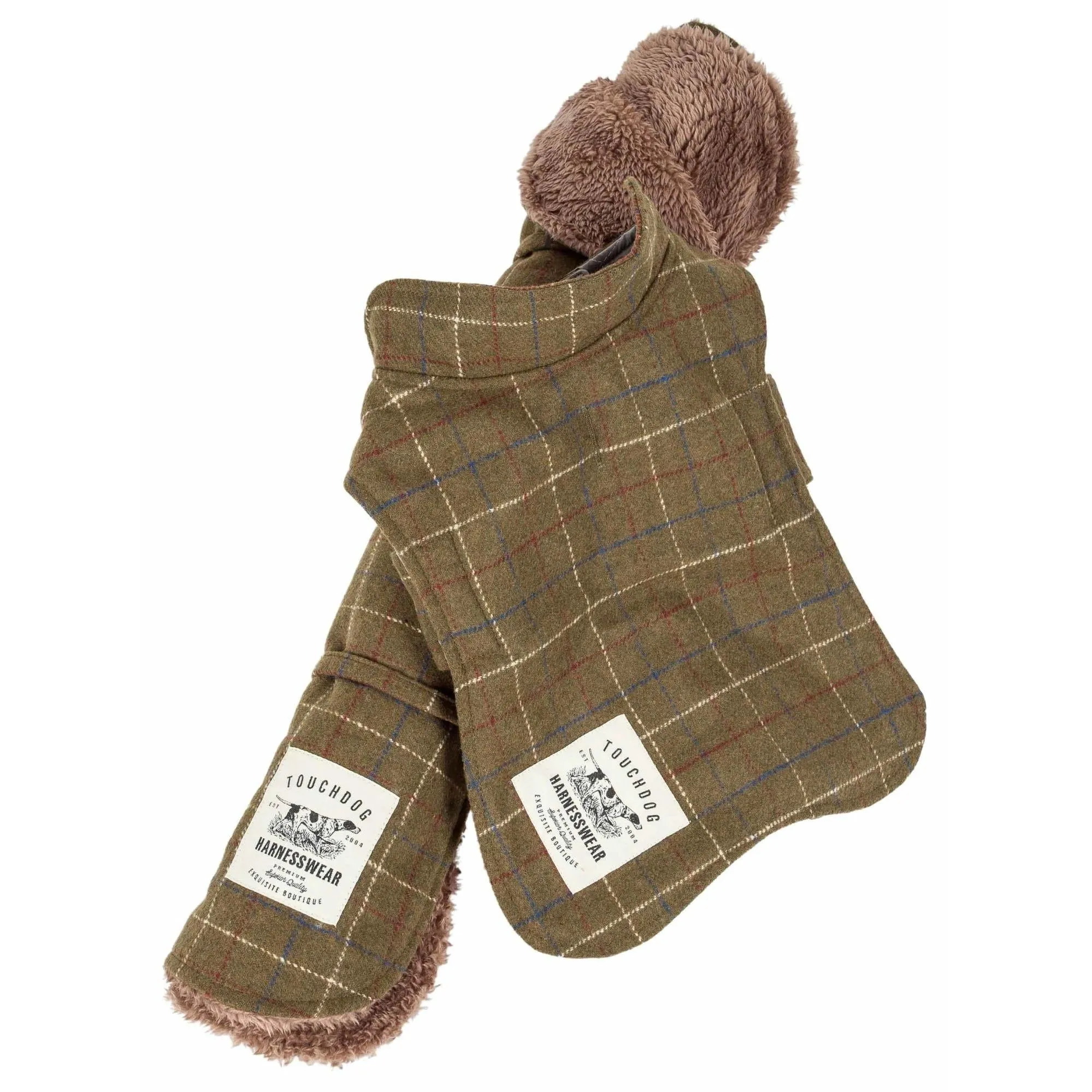 Plaid reversible dog jacket with mat