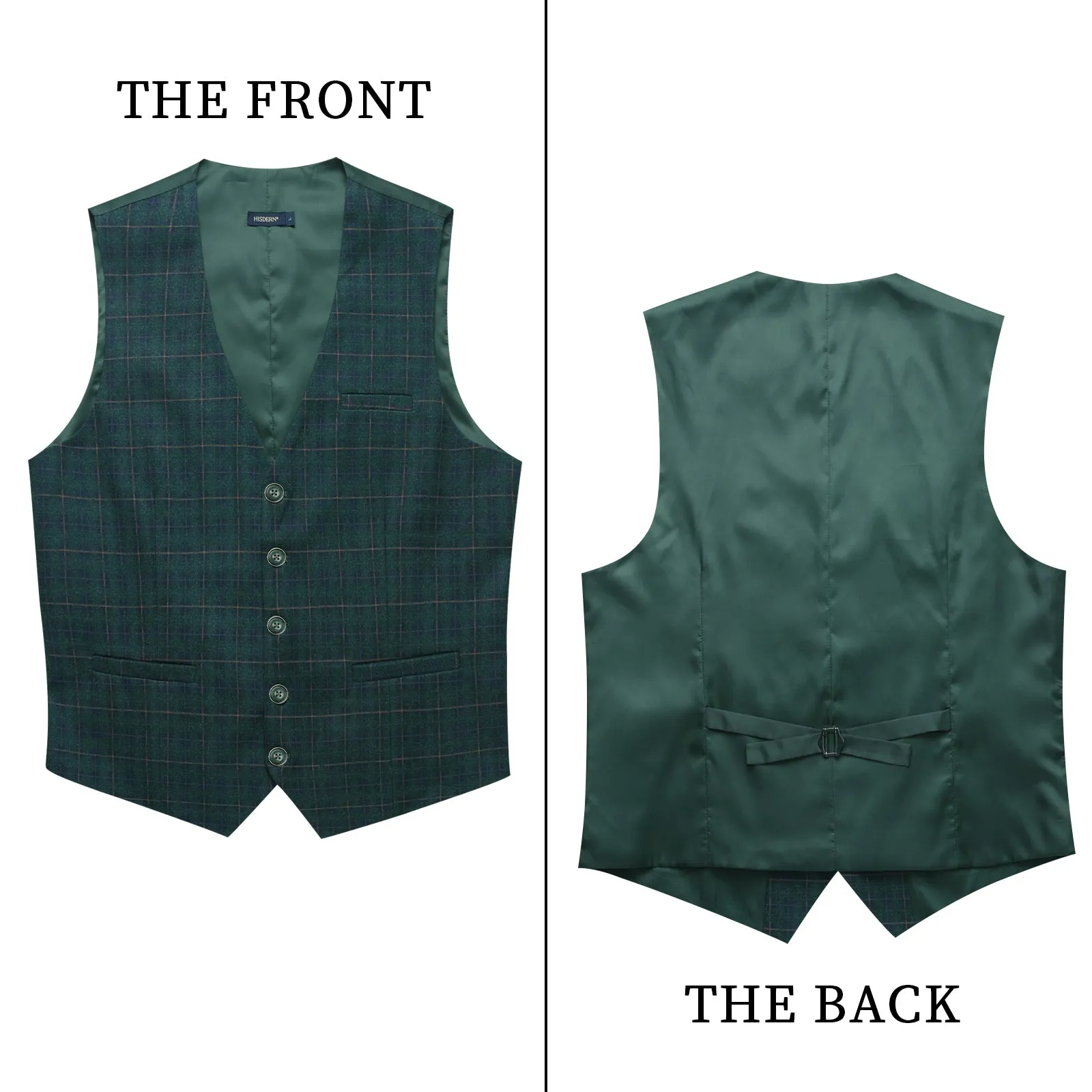 Plaid Slim Suit Vest - B-GREEN