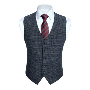 Plaid Slim Suit Vest - B7-NAVY BLUE