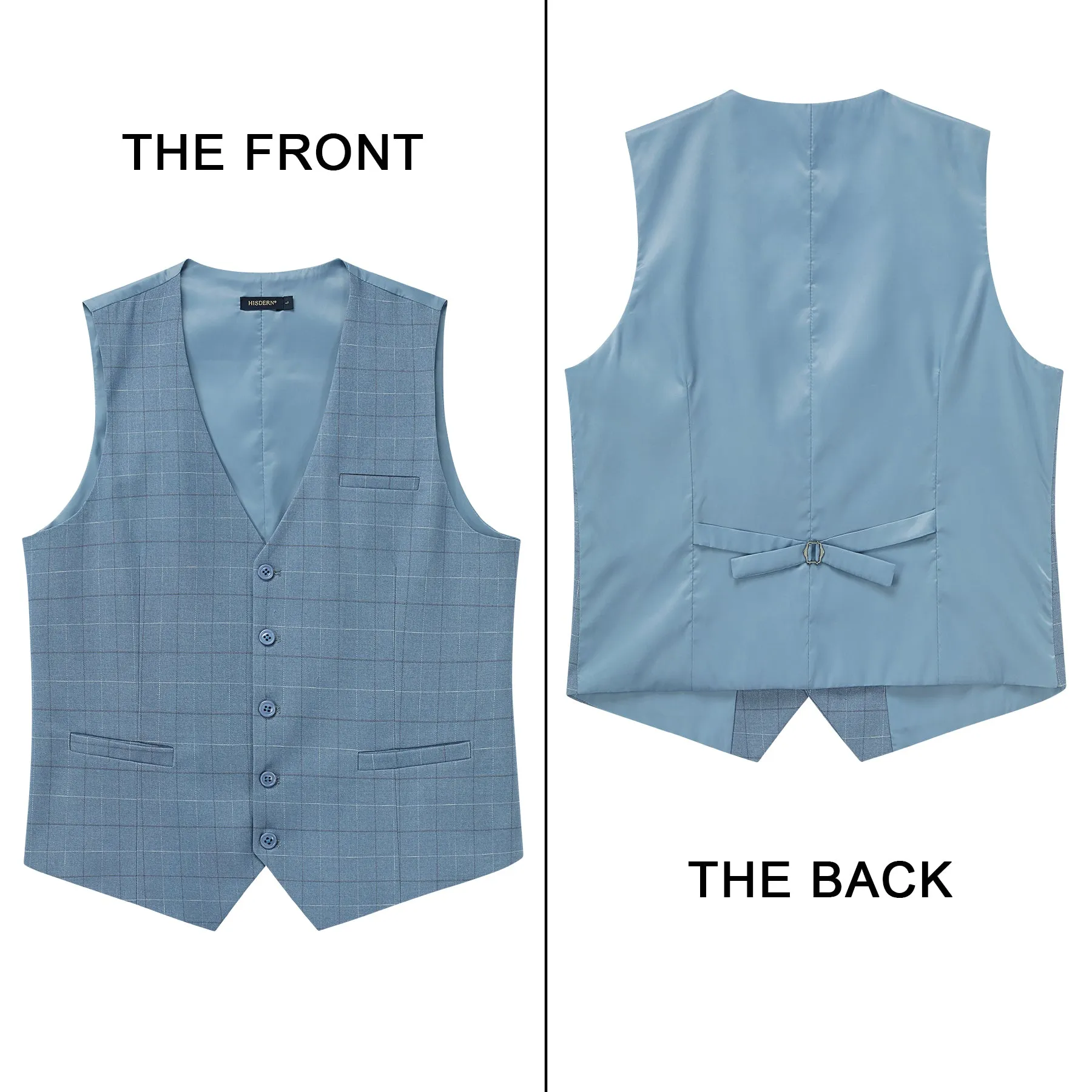 Plaid Slim Vest - A-SKY BLUE