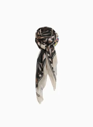 Printed Oblong Crepe Scarf