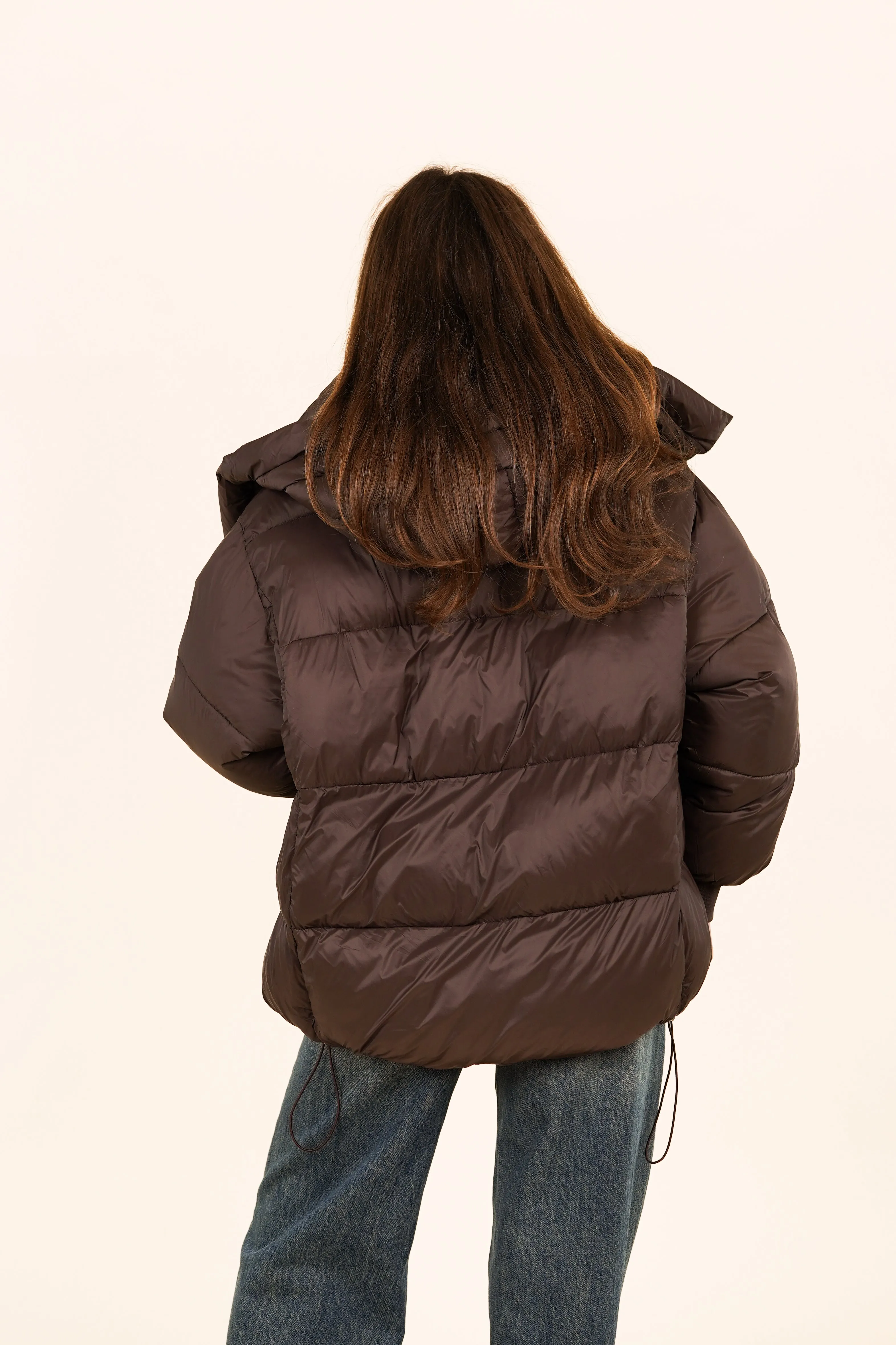 Pufferjas oversized choco bruin - Vieve