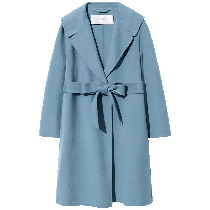 Pure Double-Faced Wool Lapel Women Coat