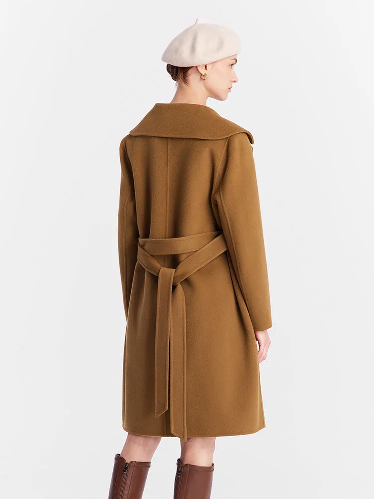 Pure Double-Faced Wool Lapel Women Coat