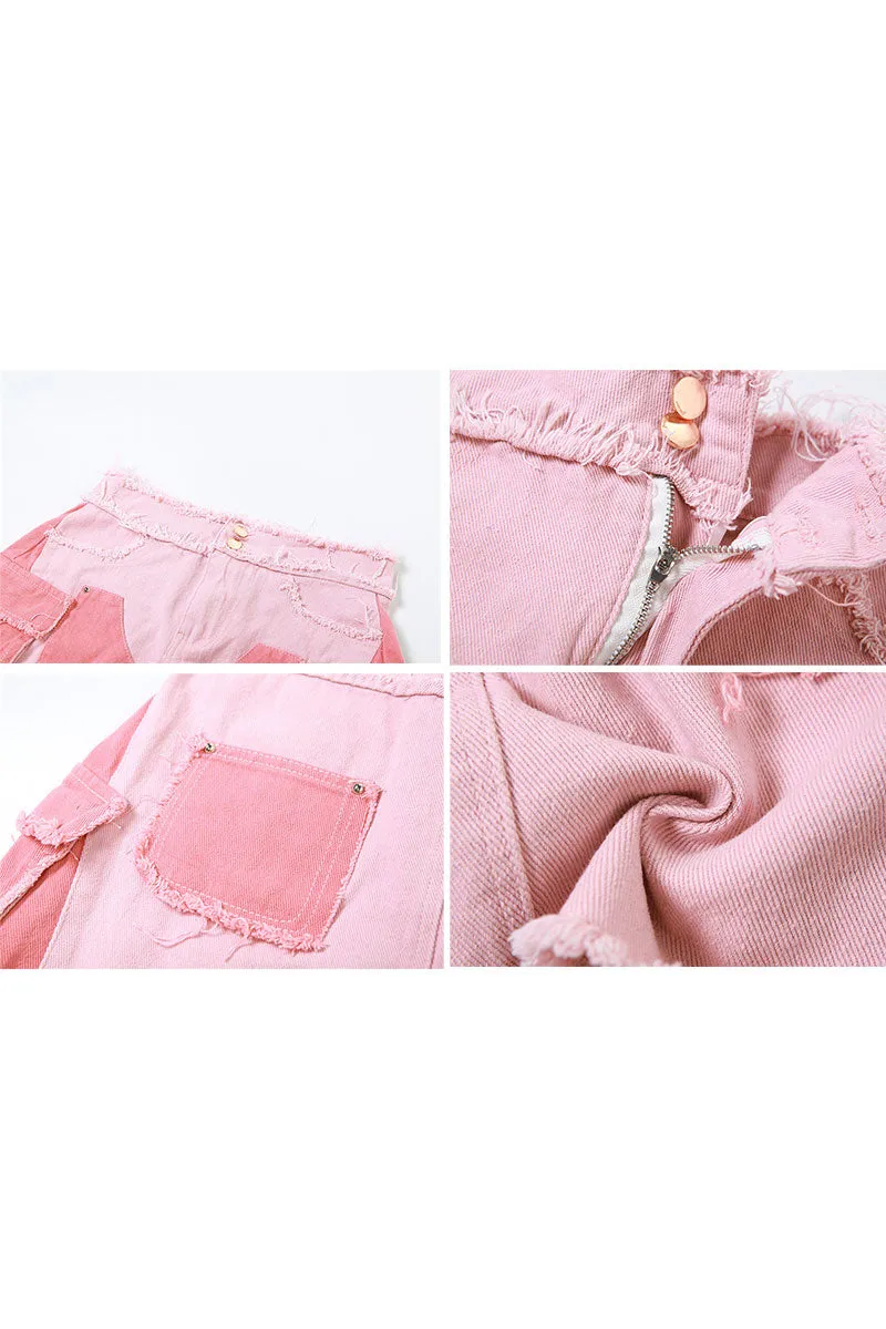 QG0162 Pinky Denim Mini Skirt