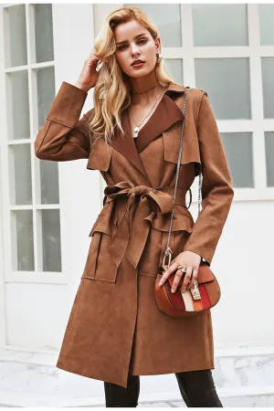 "The Luxe" Vegan Suede Trench Coat