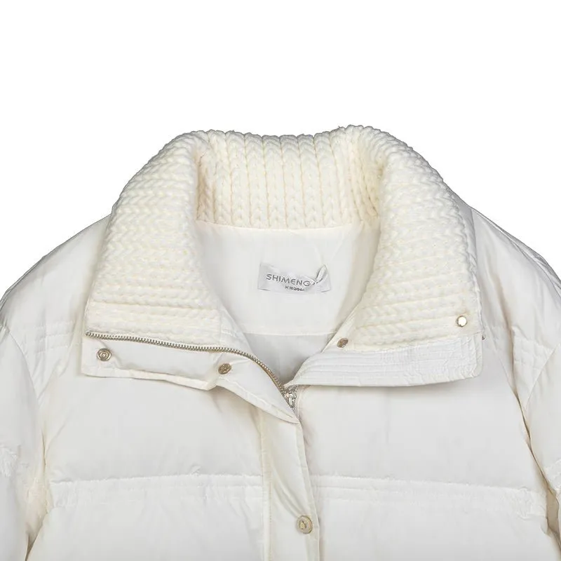 Raw White Short Goose Down Winter Jacket