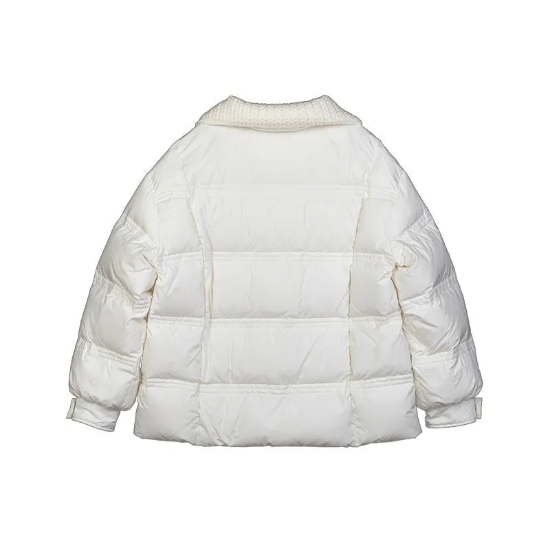 Raw White Short Goose Down Winter Jacket