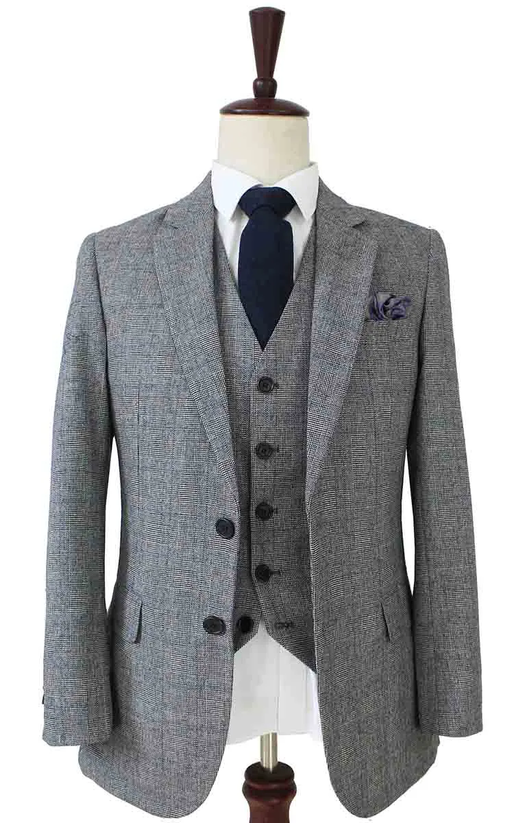 RETRO GREY PLAID TWEED 2 PIECE SUIT