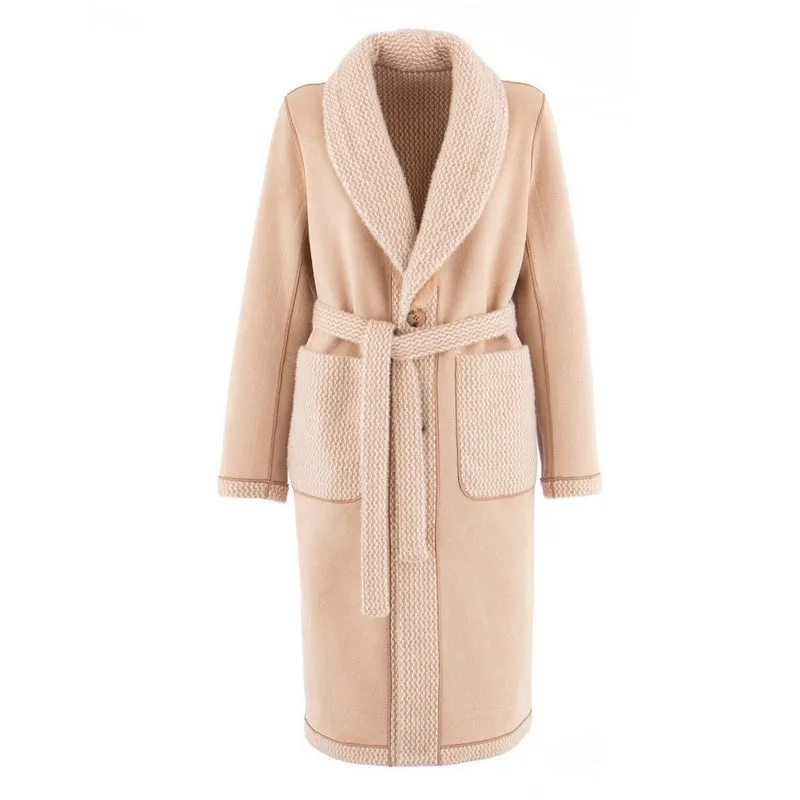 Reversible Long-Line Jacket in Beige