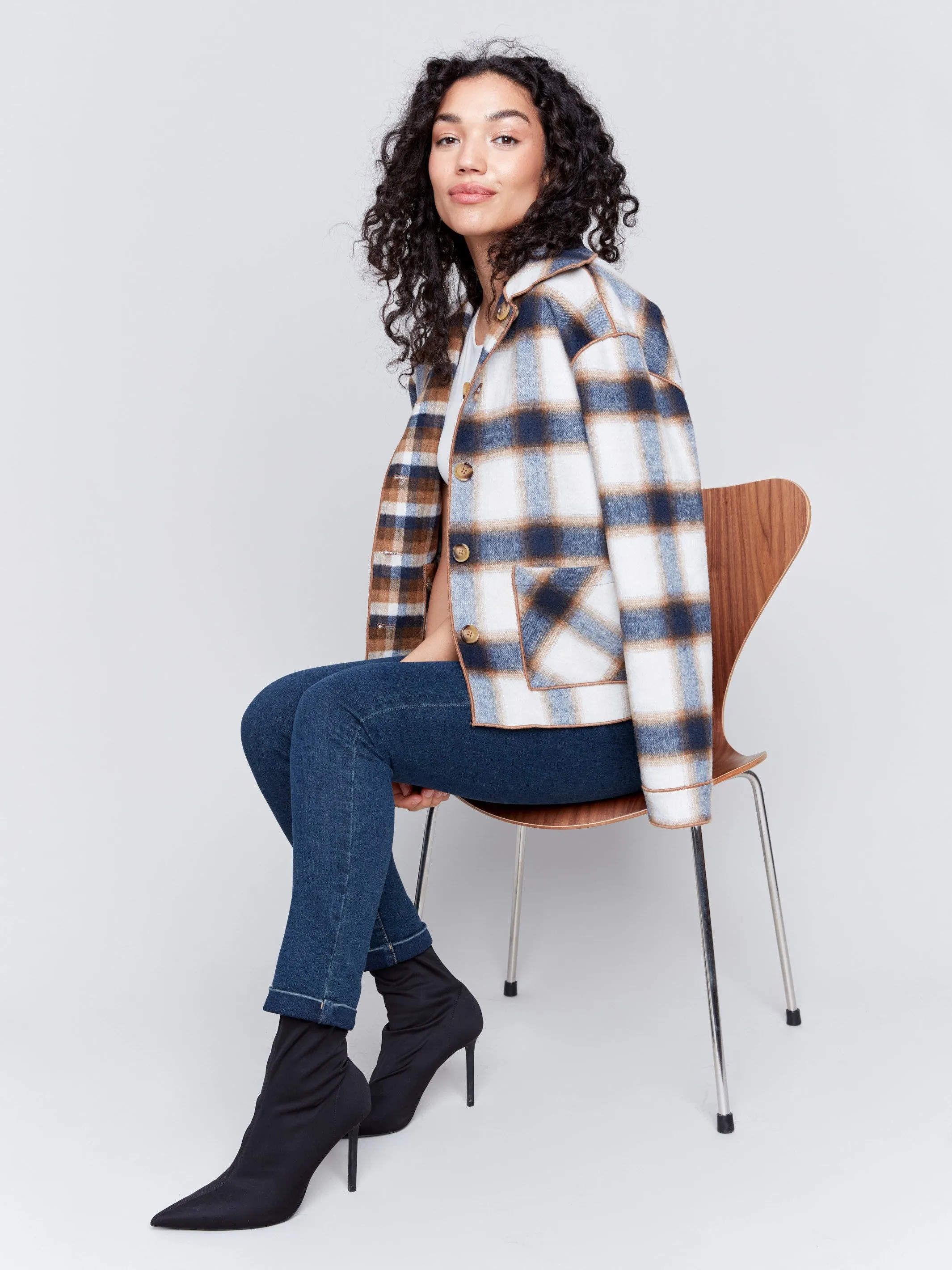 Reversible Plaid Jacket - Truffle