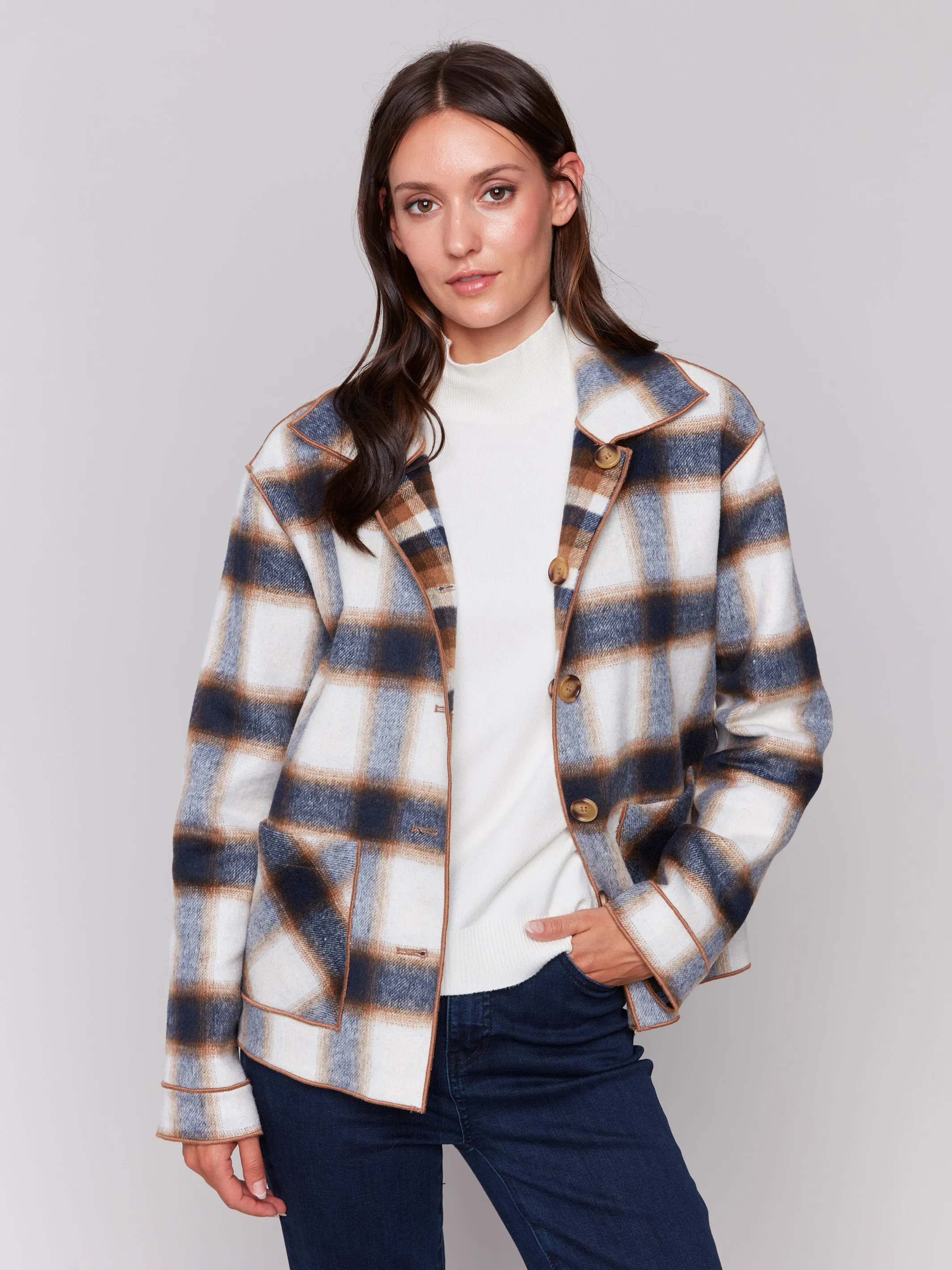 Reversible Plaid Jacket - Truffle