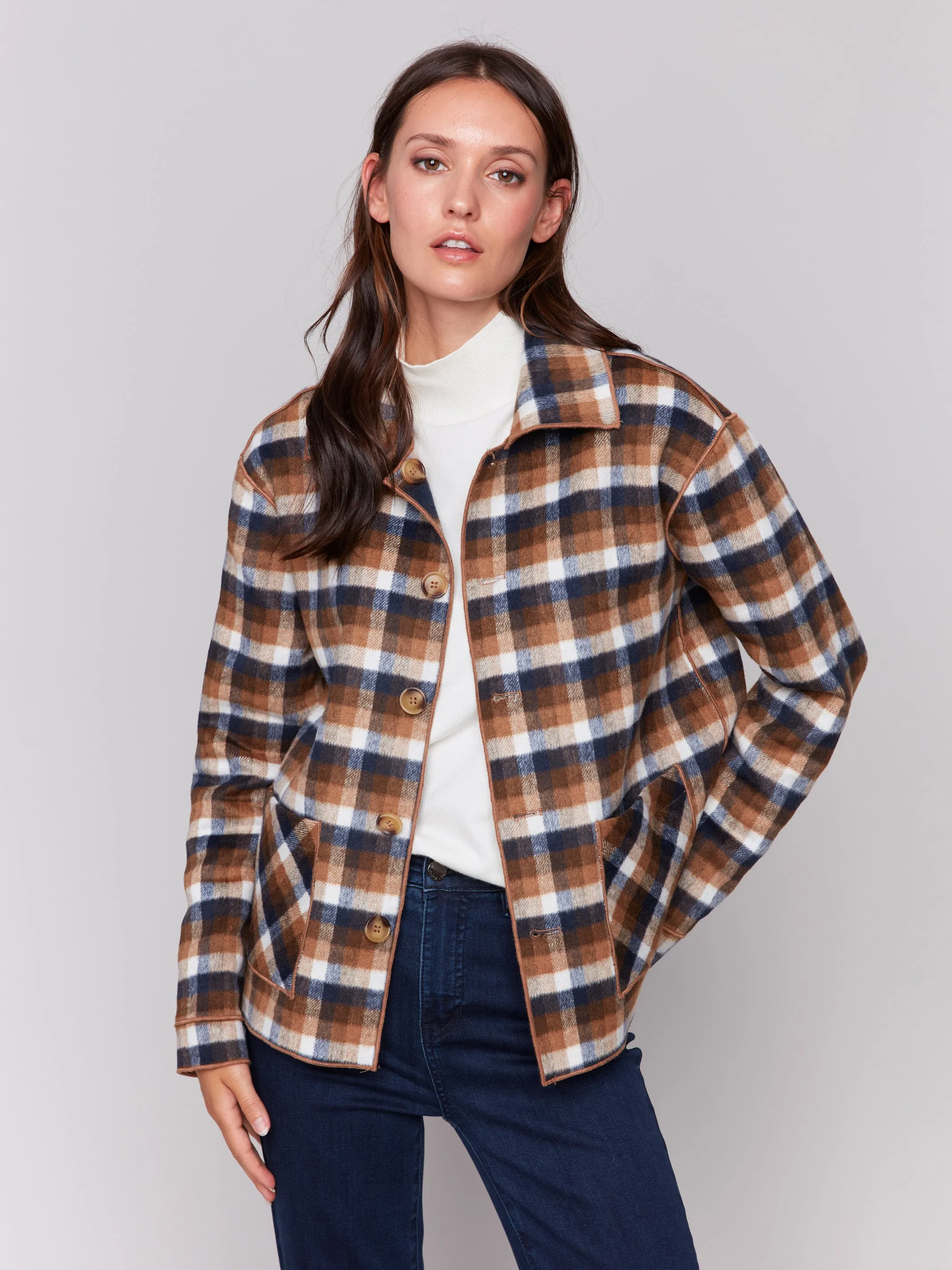 Reversible Plaid Jacket - Truffle